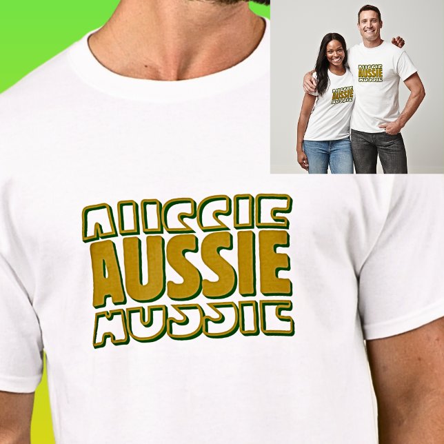 Camiseta Tipografia de Palavras AUSSIE na Luz (Criador carregado)