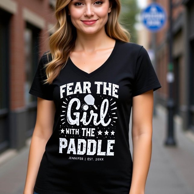 Camiseta Tipografia De Presente De Pickleball Personalizada (pickleball gift personalized shirt women typography paddle birthday christmas club black white)