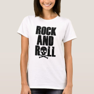 Camiseta Tipografia de Rock and Roll com caveira