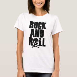 Camiseta Tipografia de Rock and Roll com caveira