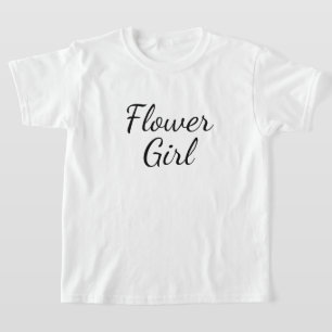 Camiseta Tipografia de Script de Rapariga Flor em Branco
