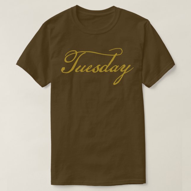Camiseta Tipografia de Script Dourado Terça-feira (Frente do Design)