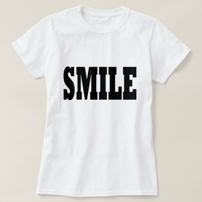 Camiseta Tipografia de Slogan Preto SMILE (Frente do Design)
