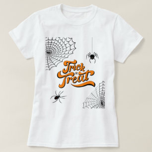 Camiseta Tipografia de Truque ou Tratar com Spiders ID680