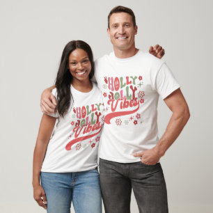 Camiseta Tipografia de Vibrações Retro Groovy Holly Jolly d