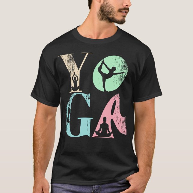 Camiseta Tipografia de Yoga com Silhouettes de Poses (Frente)