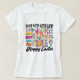 Camiseta Tipografia do Bunny da Páscoa das Mulheres