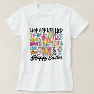Camiseta Tipografia do Bunny da Páscoa das Mulheres