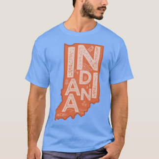 Camiseta Tipografia do Mapa de Indiana Vermelho