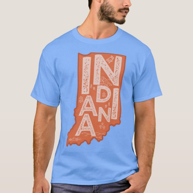 Camiseta Tipografia do Mapa de Indiana Vermelho (Frente)