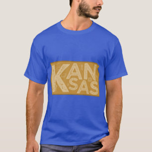 Camiseta Tipografia do Mapa do Kansas Marrom