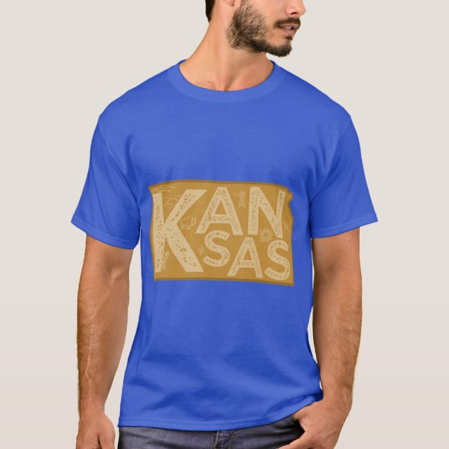 Camiseta Tipografia do Mapa do Kansas Marrom (Frente)