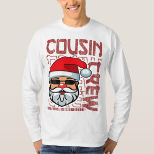 Camiseta Tipografia do Natal Cousin Crew Santa Claus Vermel