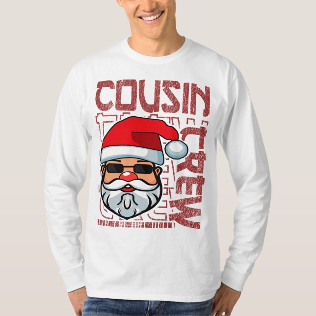 Camiseta Tipografia do Natal Cousin Crew Santa Claus Vermel (Frente)
