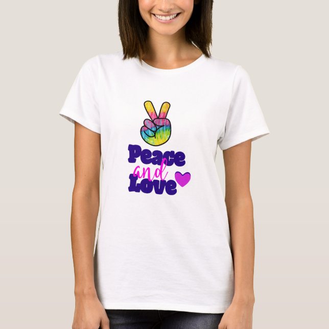 Camiseta Tipografia do Paz e do Amor: Rainbow Hand Peace Si (Frente)