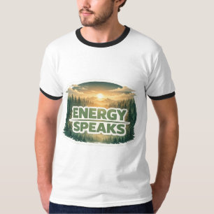 Camiseta Tipografia do pôr do sol da floresta fala energia