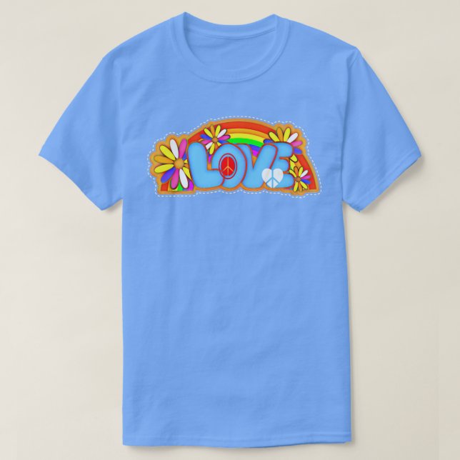 Camiseta Tipografia do Rainbow Hippie Love (Frente do Design)
