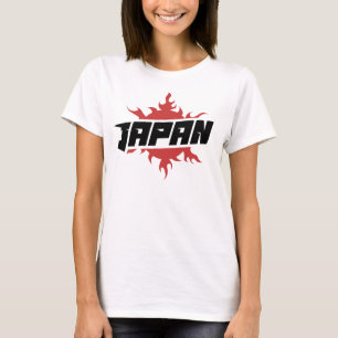 Camiseta Tipografia do símbolo do Japão crachá fogo sol emb
