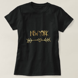Camiseta Tipografia Dourada de Nova York, Elegante de Cidad
