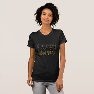 Camiseta Tipografia Dourada do Texto Elegante do feliz ano 