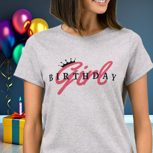 Camiseta Tipografia e Coroa de Garota de Aniversário, Simpl