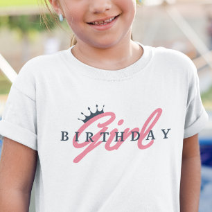 Camiseta Tipografia e Coroa de Menina de Aniversário, Simpl