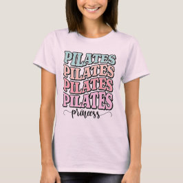 Camiseta Tipografia Empilhada Retro Ondulada Pilates Estéti