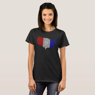 Camiseta Tipografia EUA em vermelho, branco e azul