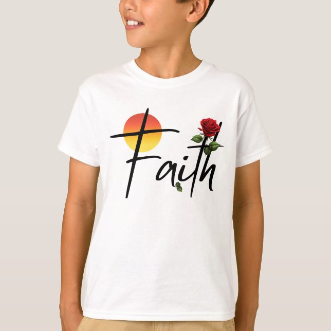 Camiseta Tipografia Faith Preta Com Rosa (Frente)