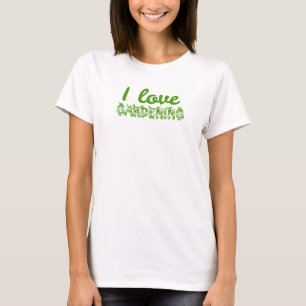 Camiseta Tipografia Floral "Eu Amo Jardinagem"