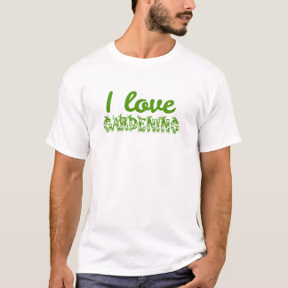 Camiseta Tipografia Floral "Eu Amo Jardinagem"