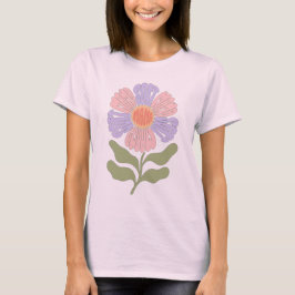 Camiseta Tipografia Floral Groovy "Mama Macia" em Pastel Re