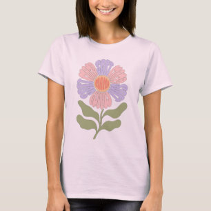 Camiseta Tipografia Floral Groovy "Mama Macia" em Pastel Re