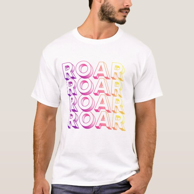 Camiseta Tipografia Gradiente Vibrante ROAR Unisex Moderna  (Frente)