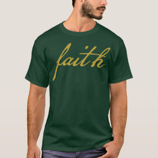 Camiseta Tipografia Mínima de Fé de Natal Dourada