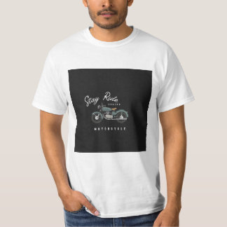 Camiseta Tipografia Mínima de Motocicleta Preta Branca