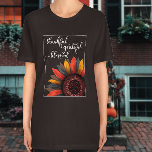 Camiseta Tipografia Moderna Graças ao Feliz Abençoado outon