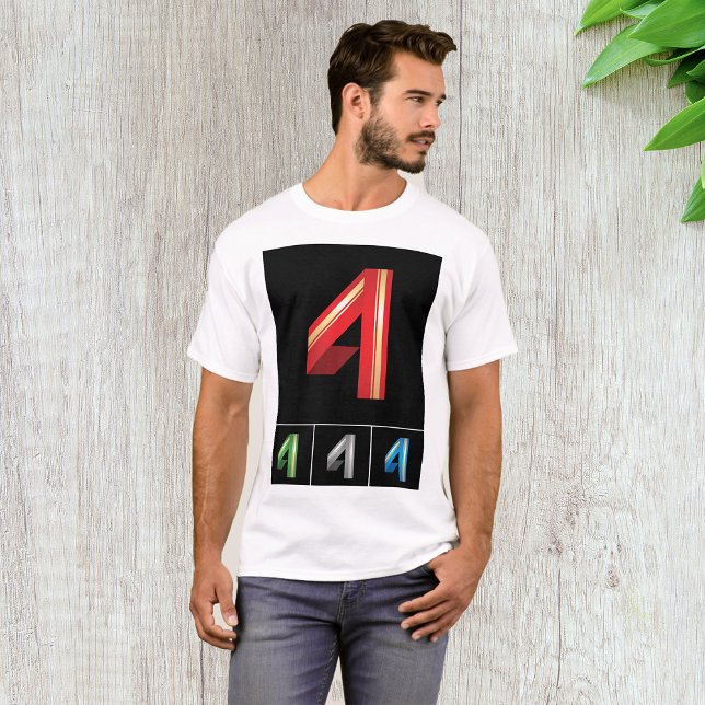 Camiseta Tipografia Moderna Número 4 Geométrica Esbelta (Criador carregado)