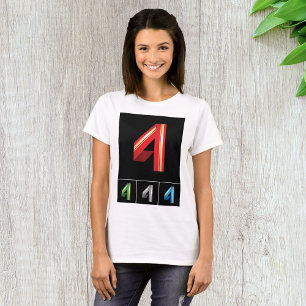 Camiseta Tipografia Moderna Número 4 Geométrico Elegante