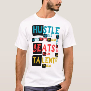Camiseta Tipografia Motivacional Citação Hustle Beats Talen