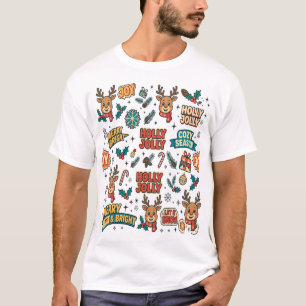 Camiseta Tipografia Natalina Alegre com Rena
