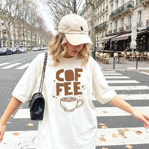 Camiseta Tipografia Negrito Retrô Doodle Amor Café