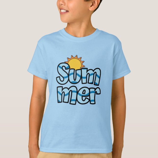 Camiseta Tipografia ondulada de verão tropical  (Frente)