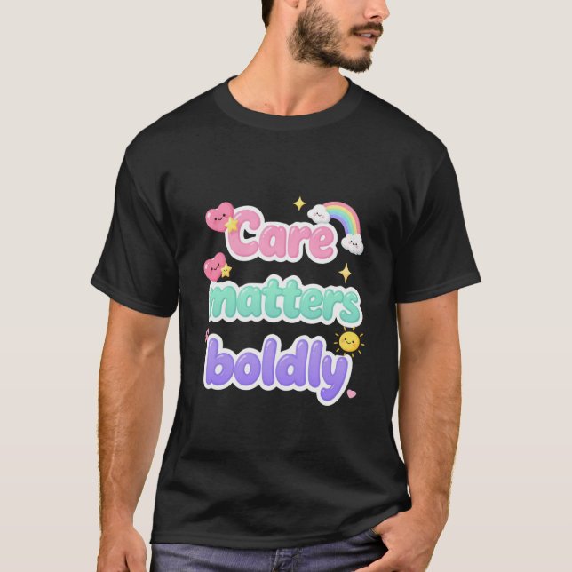 Camiseta Tipografia Pastel Care Matters (Frente)