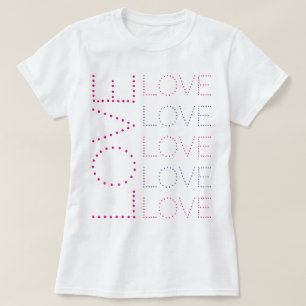 Camiseta Tipografia Pontilhada Por Chic Lavanda E Rosa AMOR