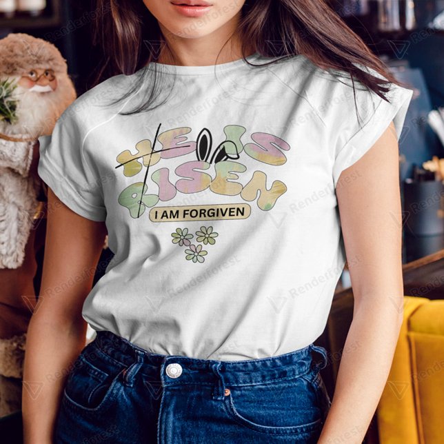 Camiseta Tipografia Religiosa de Páscoa em Pastel (Criador carregado)
