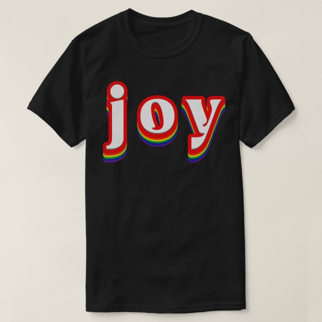 Camiseta Tipografia Retro Arco-íris de Alegria (Frente do Design)