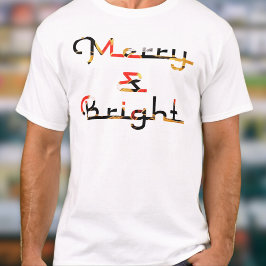 Camiseta Tipografia Retro Cool Merry & Bright Natal