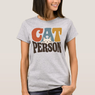 Camiseta Tipografia Retro de Gato Pessoa Amante de Gatos