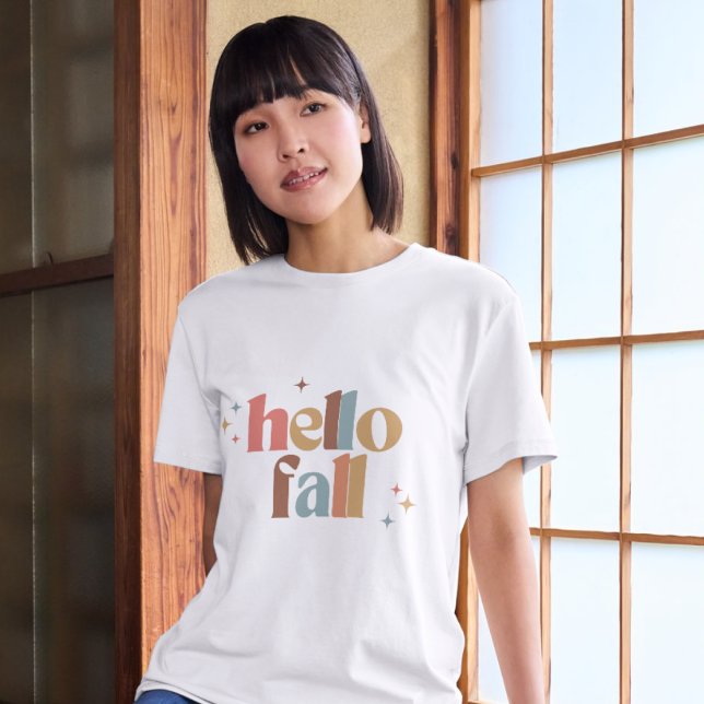 Camiseta Tipografia Retro de outono de Hello (Criador carregado)